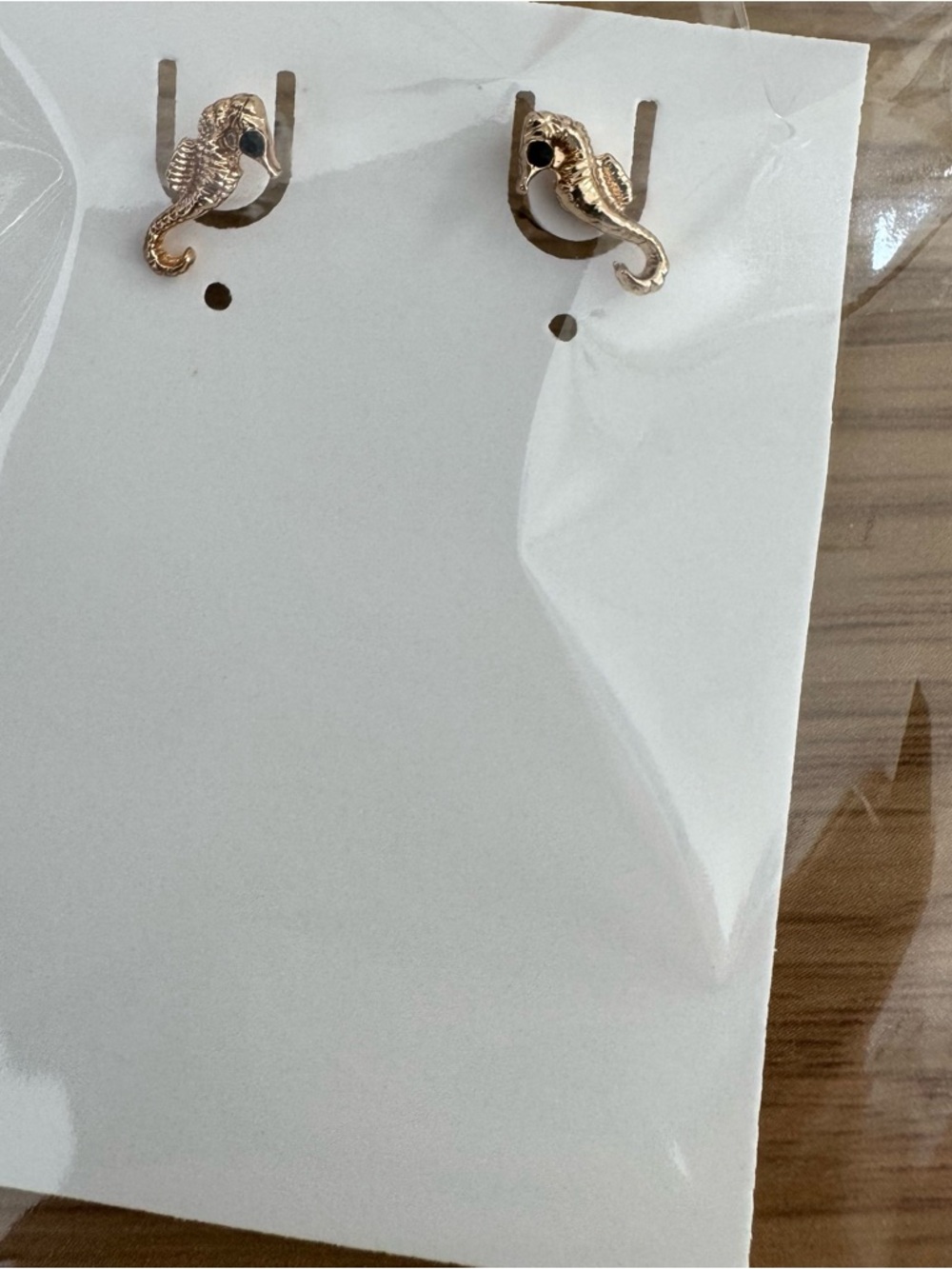 Gold Tone Seahorse Stud Earrings - Women's Fashion Jewelry